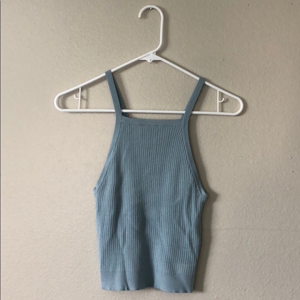 Brandy Melville Light Blue Ribbed Tank Top